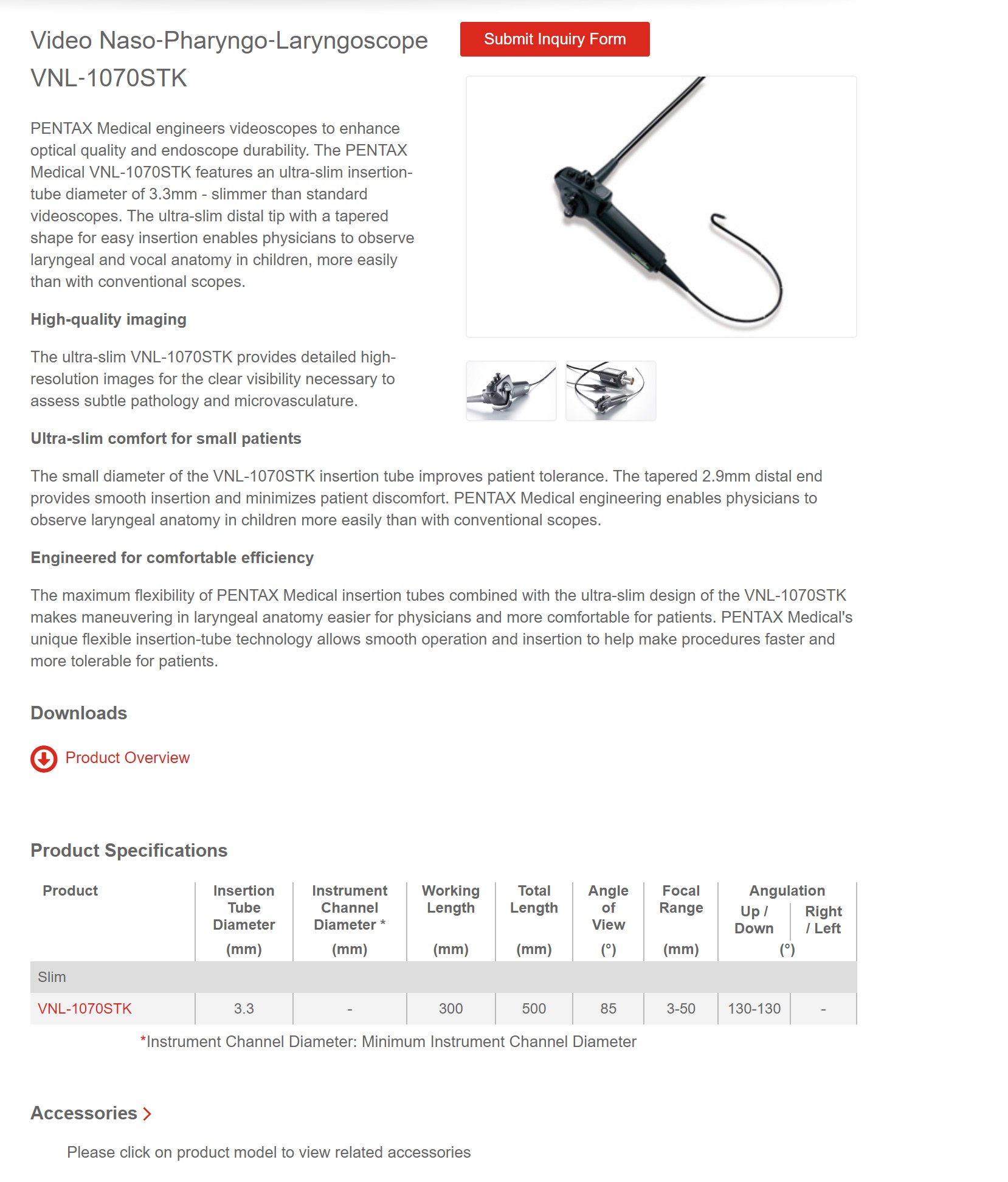 PENTAX VNL-1070STK Naso Pharyngo Laryngoscope (NTSC)