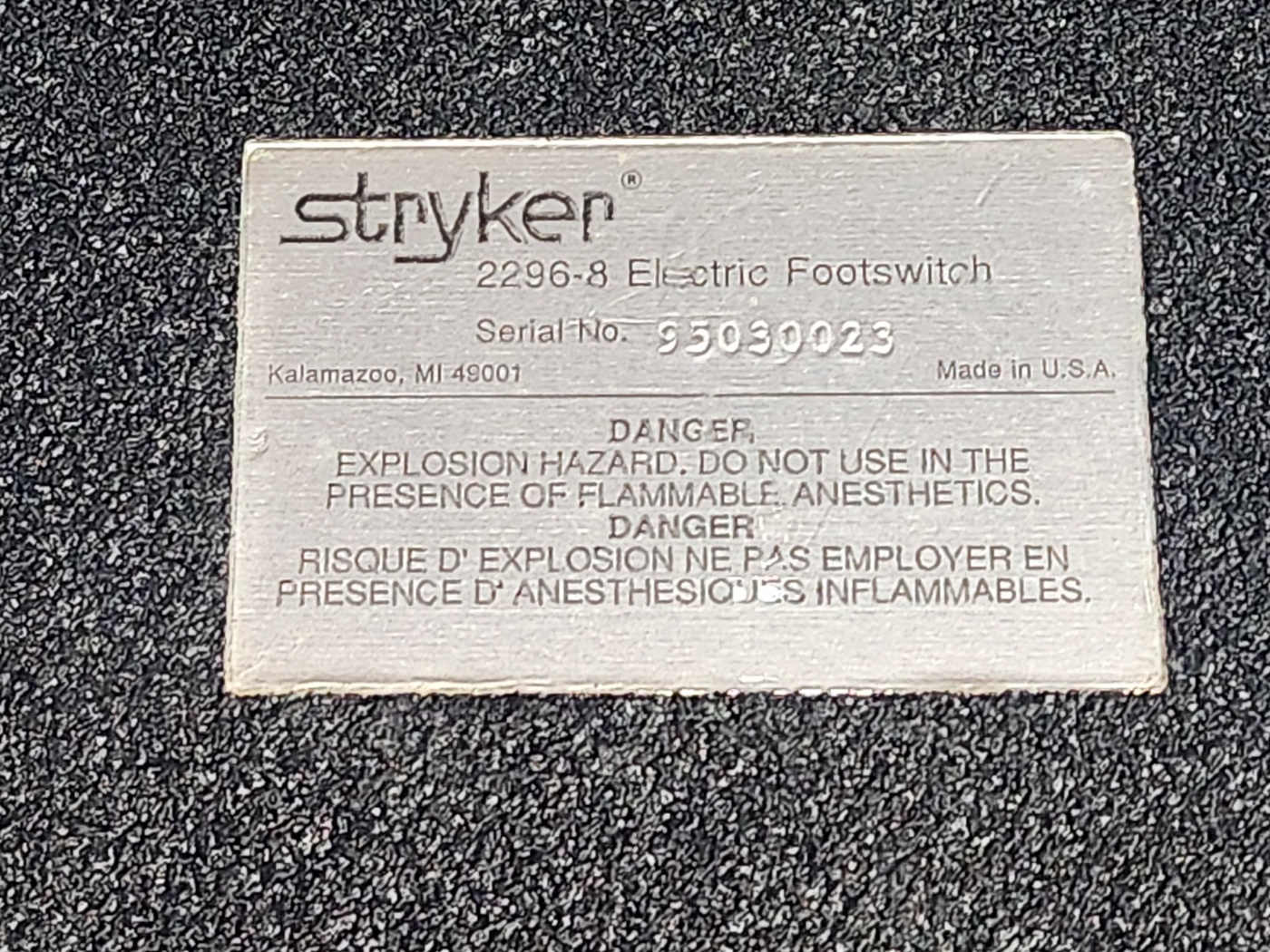 stryker command 296-220 footswitch